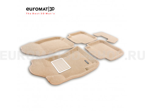 Текстильные 3D коврики Euromat3D Lux в салон для Subaru Legacy (2010-) № EM3D-004704T Бежевые
